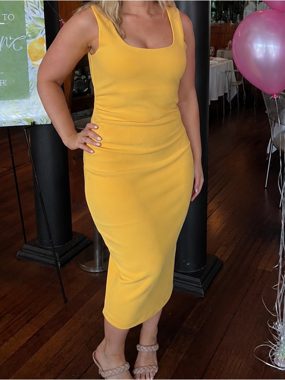 Ever New Sunlit Square-Neck Midi Dress
